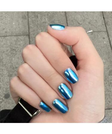 Blue Nail Polish Navy Blue Chrome Metallic Nail Varnish Mirror Quick Dry Breathable Holographic Long Lasting Blue Nail Polish No UV Needed Nail Art Polish Nail Art Manicure for Women Home DIY - Buy Online on GoSupps.com