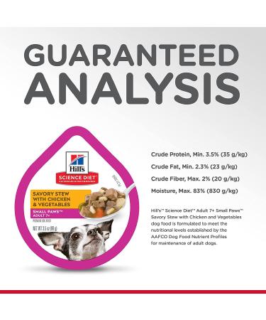 Hill's Science Diet Wet Dog Food Adult 7+ Chicken & Vegetables Stew 3.5oz (12 Pack) for Senior Dogs - Buy Online on GoSupps.com