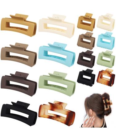 16 Pack Hair Clips Large 4.1 Inch Claw Clips 2 Inch Small Hair Clips for Hair Rectangle Hair Claw Clips for Thick Hair and Thin Hair Hair Clips for Women Hair Barrettes