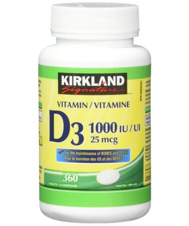 Kirkland Signature Vitamin D3 1000 IU  360 Tablets 360 Count (Pack of 1) - Buy Online on GoSupps.com