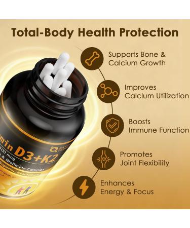 NATURE TARGET Vitamin D3 K2 High-Potency 10 000 IU D3 100 mcg K2(MK-7) Supplement with MCT Most Absorbable Synergy Formula Supports Bone Calcium & Immune Health 120 Capsules 120 Count (Pack of 1) - Buy Online on GoSupps.com