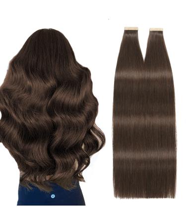 Hotlulana tape extensions real hair dark brown extensions real hair 14 inch/35cm 40pcs 80g remy 100% natural tape in extensions real hair human hair invisible real hair extensions tape #2.#2 dark brown 35cm-14 inch (40 pack)