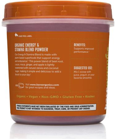 BareOrganics Energy & Stamina Blend Powder  Organic Superfood  Vegan Dietary Supplement  8 Ounces - Buy Online on GoSupps.com