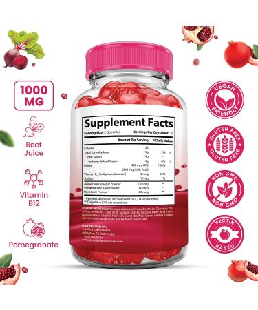 (3 Pack) Lipo Bites ACV Gummies Advanced Formula 1000MG Apple Cider Vinegar Chewies Formulated with Pomegranate Beet Juice Powder B12 Vegan Non GMO 180 Gummys - Buy Online on GoSupps.com