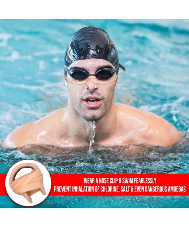 Splaqua Swimming Nose Clip with String - Soft Latex Plugs for Kids and Adults - Neutral Beige, 1 Pack - Buy Online on GoSupps.com