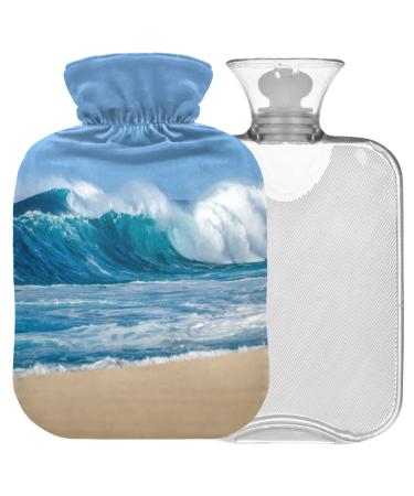 NAANLE SEA WAVE BEAD Harm bottle with cover Transparent bag hot water bottle 2l Large hot hot water bottle for bed hand feet heat pain relief heat and cold therapy