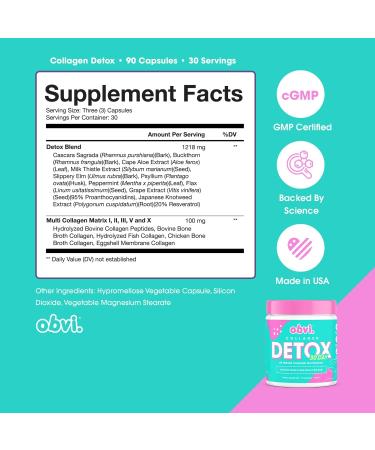 Obvi Detox Colon Cleanse Supplement | Promotes Digestive and Gut Health Bloating Relief Helps Remove Toxins | Immune Support with Milk Thistle Psyllium Husk Senna Leaf | 90 Capsules | 30 Servings - Buy Online on GoSupps.com