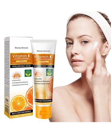 Body Sunscreen SPF 50 for Face with Vitamin C - Waterproof Moisturizing Cream UVA/UVB Protection Prevent Premature Aging & Dark Spots - Daily Use Face Cream SPF 50