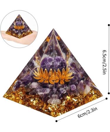 Orgone Pyramid Positive Energy Crystal Pyramid Flower of Life Quartz with Agate Protection Crystals Energy Generator for Stress Reduce Healing Meditation Attract Wealth Lucky (Amethyst PurpleBall) - Buy Online on GoSupps.com