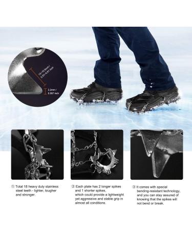 Unigear Ice Snow Grips with 18 Spikes - Black X-Large | Ideal for Walking, Jogging, Climbing and Hiking - Buy Online on GoSupps.com