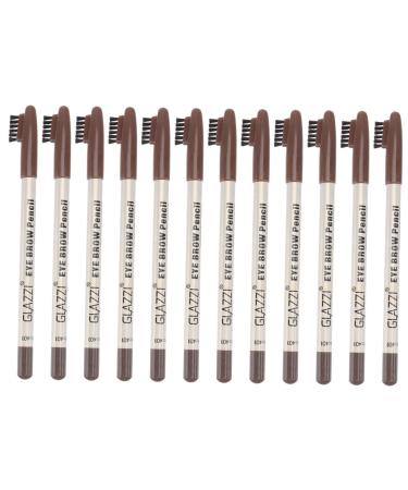 BELLIFFY 12pcs Brow Pencil Eyebrow Pen Cosmetic Supplies Powder Coffee Plastic Brow Pencil