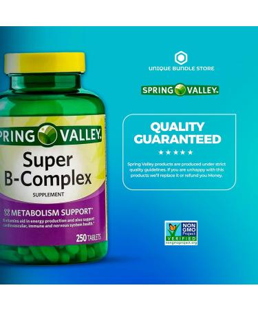 Spring Valley Super Vitamin B Complex 250 Count Tablets with 7 Day Pill Organizer - Dietary Supplement Pack of 1 - Buy Online on GoSupps.com