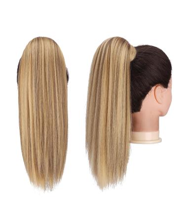 Fine Ponytail Extensions - Smooth Long Clip-In 35 cm Braid & Wrap Around - Brown & Blonde Synthetic Hair for Women - Buy Online on GoSupps.com
