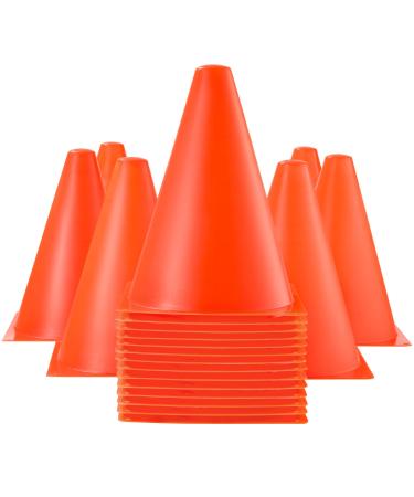 Dazzling Toys Mini Traffic Cones - 7" Mini Cones, Sports Safety Cones for Soccer Cones and Basketball Practice Equipment - Mini Orange Cones for Soccer Practice and Small Driving Practice Cones. Orange 6 Pack