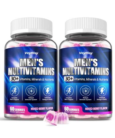 Methylated Multivitamin Gummies for Men - Mens Multivitanins Gummy with Vitamins A C D K E Methylated Folate B Complex Probiotics Omega-3 CoQ10 Herbal Blend - Support Energy & Immune Health Mixed Berries 60 Count (Pac