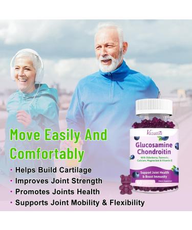 2 Pack Glucosamine Chondroitin Gummies - Glucosamine Chondroitin with MSM Elderberry Turmeric Joint Support Supplement for Adults Men & Women - Blueberry Flavor 120 Cts Blueberry 60 Count (Pack of 2) - Buy Online on GoSupps.com
