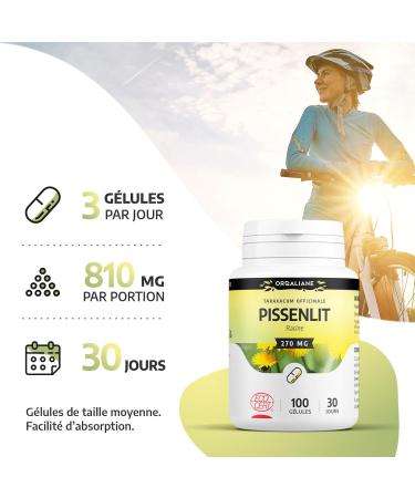 Organic Dandelion 270 mg - 100 Capsules - Ecocert Certified - Orgaliane - Buy Online on GoSupps.com