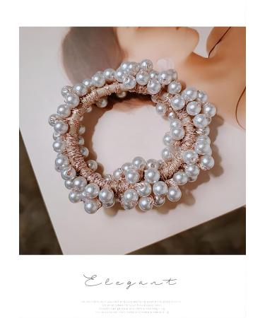 Muior 3Pcs Champagne Pearl Elastic Hair Ties for Women and Girls - Chic and Elegant Ponytail Holders - Buy Online on GoSupps.com