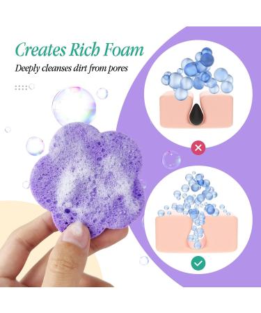 50-Count Compressed Flower Shaped Face Sponges | Disposable & Reusable | Exfoliating Facial Wash Sponge | Purple - Buy Online on GoSupps.com