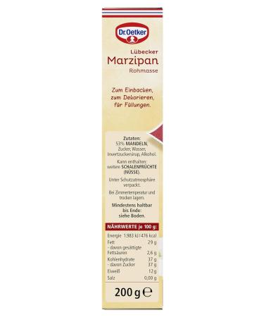 Dr. Oetker L beck Marzipan Raw Mass 200g - 53% Almonds Vegan Baking & Decorating - Premium Quality for Cakes & Pastries - Buy Online on GoSupps.com