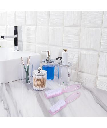 Nail Brush Fingernail Cleaner Set - 6 Pcs Hand Pedicure Scrubbing Kit with Handle Grip - Nail Brushes for Nails and Toes in Clear Pink - Buy Online on GoSupps.com