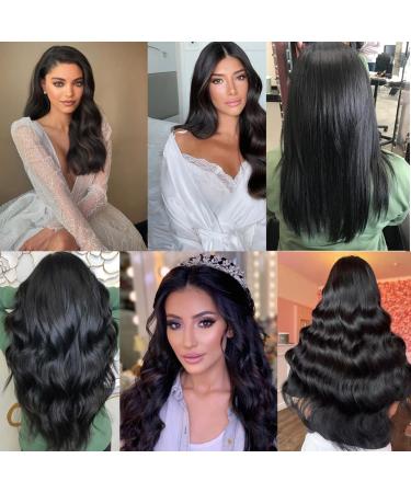 Clip-in Human Hair Extensions 35cm | 110g Black Remy Hair - 8 Pieces - Buy Online on GoSupps.com