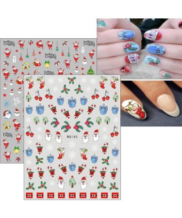 Christmas Nail Stickers 9 Sheets Self-Adhesive Nail Decal Snowflake Santa Claus Hat Red Nail Art Decoration Design Supplie - Buy Online on GoSupps.com