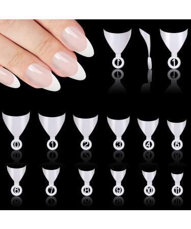 Vetpw 600 pieces French false nail tips set acrylic fake nail tips artificial nails art tips for women diy nail design 12 sizes (white)