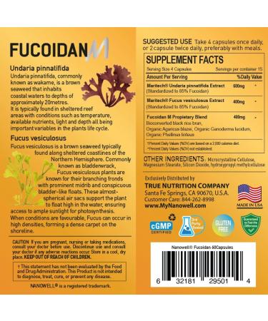 NANOWELL Fucoidan M - Brown Seaweed Immunity Supplement for Gut Health & Immune Support with Mushroom Complex - 60 Capsules 1 - Buy Online on GoSupps.com