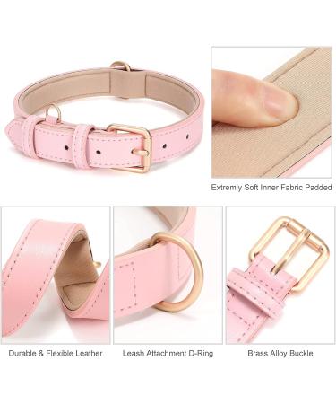 JASGOOD Leather Dog Collar for Small Medium Large Dogs | Adjustable Soft Breathable Padded Puppy Collar | Heavy Duty Waterproof Pet Collar in Pink | Size M Neck 16.73 -20.66, Width 0.98 - Buy Online on GoSupps.com