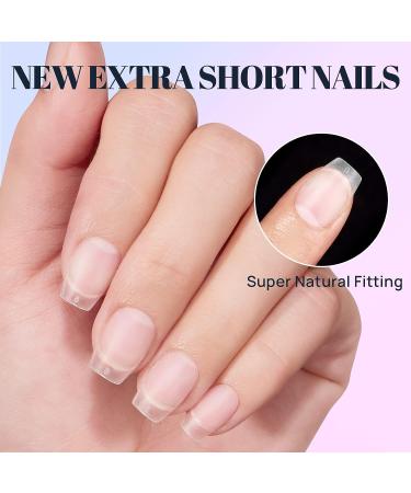 Ejiubas Coffin Nails Tips - 300Pcs Pre-buff Finish Extra Short Fake Nails for Nail Extensions - Full Cover False Nails with Box - Ultra Fit Matte Gel Nails - Buy Online on GoSupps.com