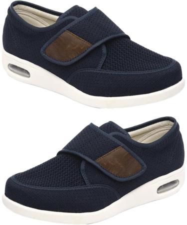 RCIDOS Men's Diabetic Shoes - Wide Width Orthopedic Slip-on Shoes | Lightweight & Adjustable for Edema Swollen Feet - Blue - Buy Online on GoSupps.com