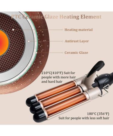 Buy 3 Barrel Curling Iron Wand - Dual Voltage 25mm Adjustable Temperature Ceramic Tourmaline Hair Crimper & Waving Tool - Buy Online on GoSupps.com