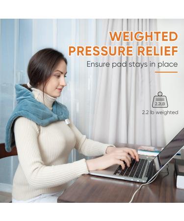 SAROO Electric Heating Pad for Neck and Shoulders - 9 Heat Settings, 2 Hour Auto-Off, Wearable Heated Neck Wrap - Blue - Buy Online on GoSupps.com