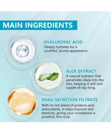 2.3% Hyaluronic Acid Serum for Face with 1% Snail Secretion Filtrate Deep Moisturizing Anti-Aging Anti-Wrinkle (3Pack-Each 15g) - Buy Online on GoSupps.com