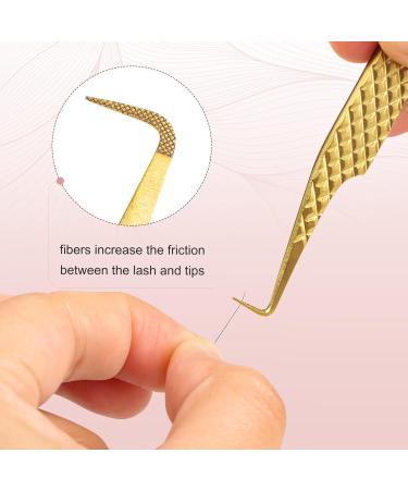 Allove Eyelash Extension Tweezers - High-Precision 90-Degree Diamond Handle Fiber Pincers for Volume Extensions - Buy Online on GoSupps.com