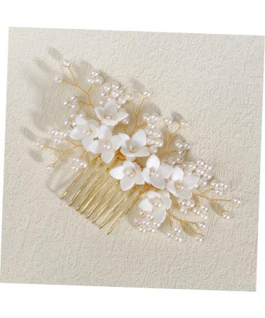 Housoutil Bridal Comb Hair Gems for Women Bridal Hair Side Comb Bride Hair Accessory Bridal Flower Hair Comb Bride Headpiece Hair Accessories for Women Pearl Beautiful Miss Ceramic Flower - Buy Online on GoSupps.com