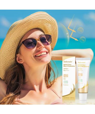 Relief Sun Rice + Probiotics Organic Sunscreen | SPF50 UV Defense & Moisturizing Protection for All Skin Types - Buy Online on GoSupps.com