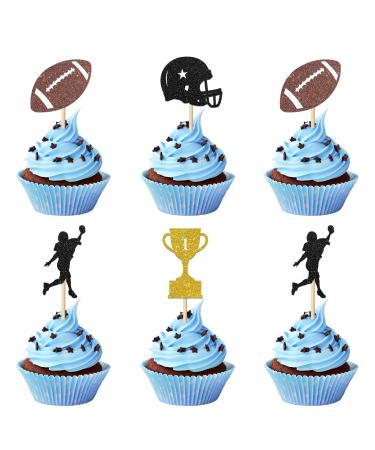 Dalaber 24 Pcs Football Cupcake Toppers Rugby Theme Birthday Party Cupcake Picks Decorations American Football Player Party Decors for Baby Shower Birthday Party Supplies