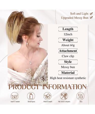 PORSMEER Claw Clip Ponytail Hair Extension 10 Blonde Mix Brown - Messy Bun Chignon Updo for Women/Girls - Buy Online on GoSupps.com