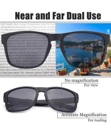Bifocal Sunglasses for Men - Wrap-Around Sports Sun Readers Oversized NO Line UV400 Protection - Black & Grey 2.5x - Buy Online on GoSupps.com