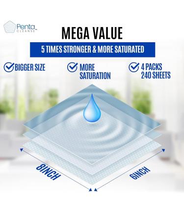 PentaCleanse Advanced 75% Alcohol Hand Wipes - FDA Registered Pharmacist Developed | 6x8 Inch, 4 Pack (240 Wipes) | Sanitizing Cleaning Moisture Seal Package - Buy Online on GoSupps.com