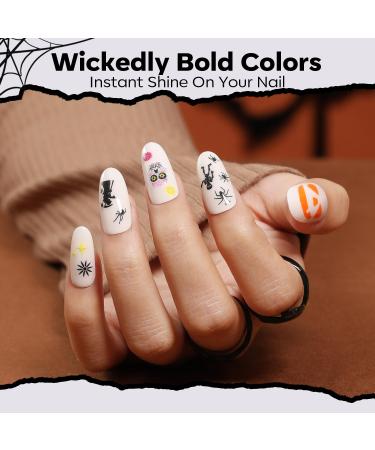 Modelones Gel Nail Polish Set - 2 Pcs (15 ML) Black & White Soak Off LED - Perfect for Halloween Nail Art - Ideal Home Gift for Women & Girls - Buy Online on GoSupps.com