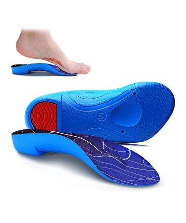 VALSOLE High Arch Support Insoles for Women Men Orthotic Inserts 3/4 Length Gel Athletic Running Insoles Metatarsal Pad for Relief Plantar Fasciitis Heel Pain Flat Feet Metatarsalgia OverPronation Blue S(Men4-6/Women6-8)