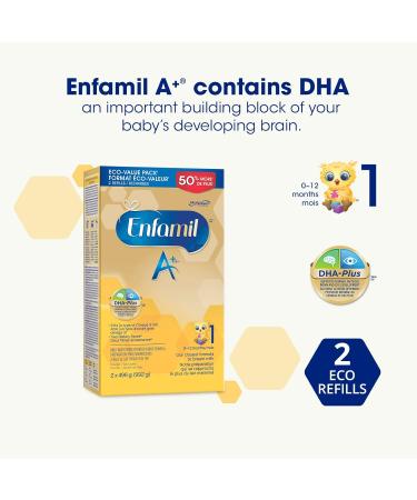 Enfamil A+ Baby Formula Value Pack Powder Refill DHA (a type of Omega-3 fat) to help support brain development Age 0-12 months 992g Pack of 4 - Buy Online on GoSupps.com