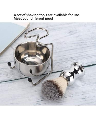 Premium 3-in-1 Shaving Set for Men - Silver Shaving Brush Bowl & Holder for Home & Travel - Buy Online on GoSupps.com