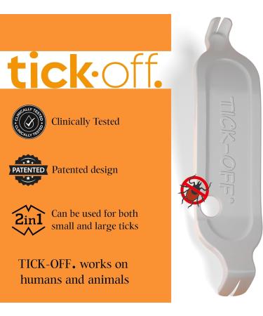 tick-off Patented Tick Tweezers Human Double-Sided Tick Tweezers for Dogs Cats Horses Tick Remover with 2 Tick Hooks and Ergonomic Handle Clinically Tested Single Pack White - Buy Online on GoSupps.com