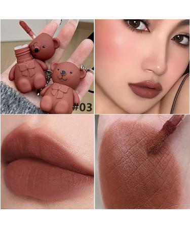 2 in 1 Keychain Bear Lipstick Set A - 3Pcs Mist Matte Velvet Long Lasting Lipsticks | Waterproof Beauty Makeup Lip Stick - Buy Online on GoSupps.com