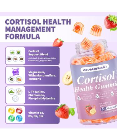 Cortisol Supplements for Women & Men - Cortisol Gummies with Magnesium Glycinate, Ashwagandha, L-Theanine, Vitamin B Complex for Relaxation, Sleep, Calm Mood & Focus - Vegan, Sugar Free Filled Gummies - Buy Online on GoSupps.com
