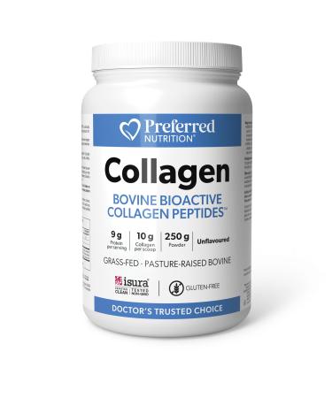 Preferred Nutrition Collagen Powder 250g Unflavoured Bovine Bioactive Collagen Peptides Grass-fed Pasture Raised 10g of Collage per scoop